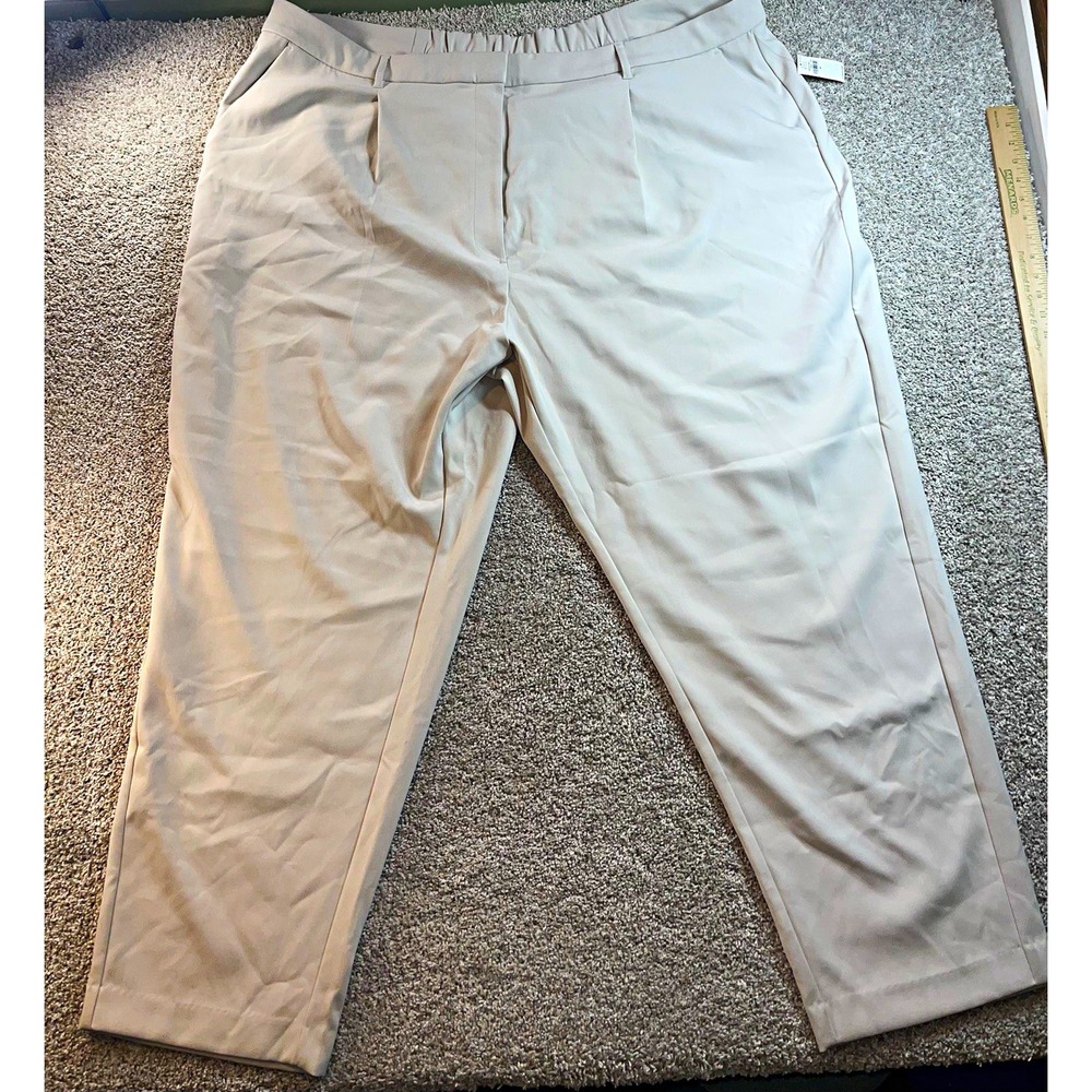 Old Navy Taylor Straight Trouser High Rise Beige Stretch Pants Womens 4X NWT